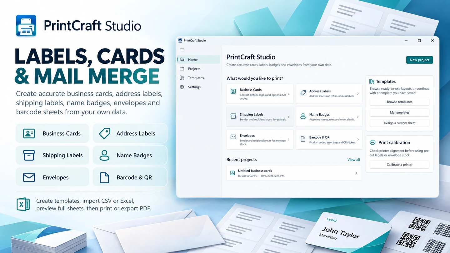 PrintMerge Studio, authentic Microsoft Store listing screenshot