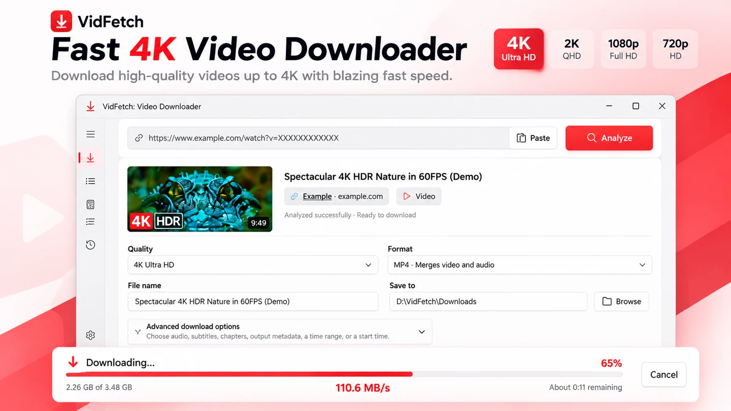 VidFetch, authentic Microsoft Store listing screenshot